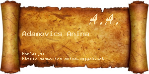 Adamovics Anina névjegykártya